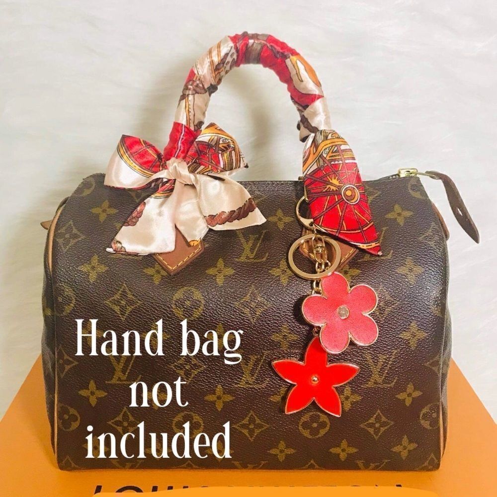Silk Scarf Twilly and Red  Bag Charm